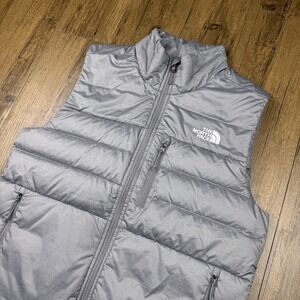 North Face Vest Mens Small Gray Down Puffer 550 Fill Aconcagua 2 Insulated Zip